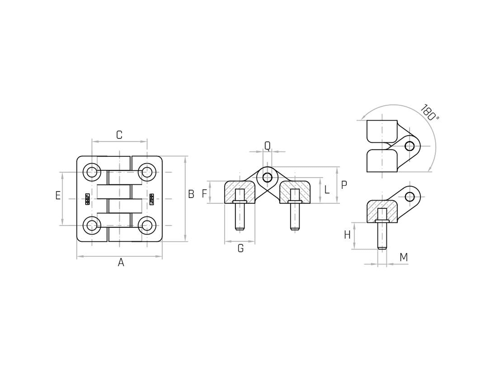 Hinge with threaded pin - C/C (Pack of 4 to 10 pieces) - Gamm Hinge with threaded pin - C/C (Pack of 4 to 10 pieces) - Gamm